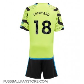 Arsenal Takehiro Tomiyasu #18 Replik Auswärtstrikot Kinder 2023-24 Kurzarm (+ Kurze Hosen)